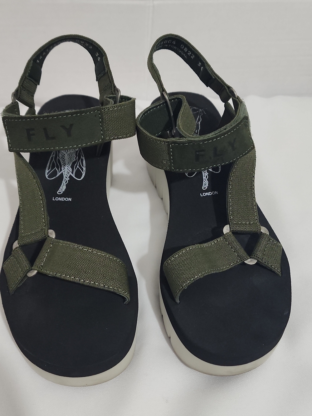 FLY London Olive Green Strappy Platform Sandals